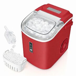 صانعة ثلج 9 رصاصات في 6 دقائق، 29 رطلًا من الثلج في 24 ساعة، آلة ثلج محمولة مع تنظيف ذاتي ومغرفة ثلج، لبار الحفلات المنزلية، أحمر in Kuwait
