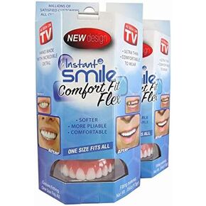 Instant Smile Flex 2 Pack Plus 2 Beads - Bright White Shade - One Size Fits Most - Cosmetic Teeth Veneers in Kuwait