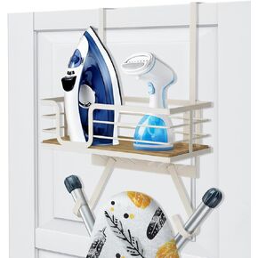 TJ.MOREE Over The Door/Wall Mount Ironing Board Hanger, Laundry Room Iron and Ironing Board Caddy Storage for Water Mister, Fabric Sprays, Laundry Detergent, White in Kuwait