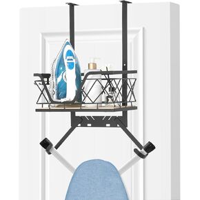 Ironing Board Hanger Over The Door or Wall Mount Iron Board Holder with Storage Shelf for Y and T Shaped Board Metal Ironing Board Rack for All Door Thicknesses in Saudi Arabia