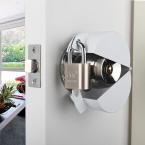 جهاز قفل مقبض الباب مع قفل، قفل أمان لمقبض الباب الدائري، يمنع دوران مقبض الباب والوصول إلى ثقب المفتاح، أبيض in Kuwait