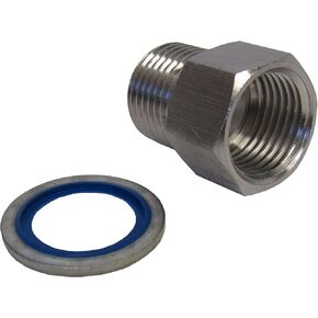 محول BSPP إلى NPT - 3/8 بوصة ذكر NPT × 3/8 بوصة BSPP أنثى مع غسالة مانعة للتسرب، 304 من الفولاذ المقاوم للصدأ، ختم Buna-N، نطاق درجة الحرارة -30 درجة إلى 200 درجة فهرنهايت، غسالة فولاذية مطلية بالزنك لتوصيل مانع للتسرب in Kuwait