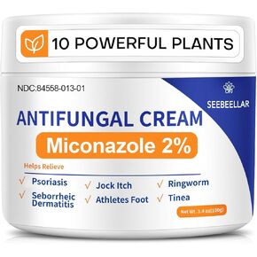 Antifungal Cream for Athletes Foot Jock Itch Ringworm Seborrheic Dermatitis Folliculitis Tinea Miconazole 2% Skin Fungus Relief Anti Fungal Athletes Foot Treatment for Humans 3.4 oz, 100g in Saudi Arabia