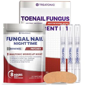 مجموعة علاج فطريات أظافر القدم تريتونيك: علاج مضاد للفطريات لفطريات الأظافر بقوة إضافية مع 25% حمض غير ديسيلينيك (3 أقلام) و32 رقعة أظافر فطرية ليلية - تعمل على إصلاح تلف الأظافر واستعادة لونها in Kuwait