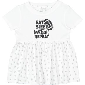 inktastic Eat Sleep Football Repeat Infant Dress in Kuwait