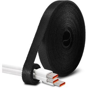 Hook and Loop Tape, Nylon Double Sided Reusable Hook & Loop Cable Straps Roll for Home & Office Bundling Fastening Storage and Collected Management Cable Tie Magic Tapes (3/8" x 16.5Ft Black) in Kuwait