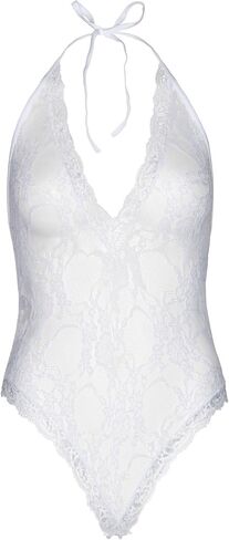 Leg Avenue Women's 2 Pc Floral Lace Deep-V Teddy and Matching Stockings Set in Saudi Arabia