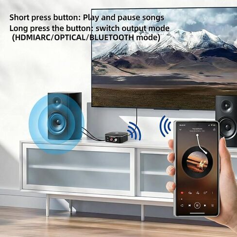 محول مستخرج الصوت HDMI ARC، مع مستقبل صوت بلوتوث 5.3 رقمي إلى محول صوت تناظري، محول SPDIF/HDMI ARC RCA مع زر التحكم لمقبس ستيريو L/R 3.5 مم للتلفزيون in Kuwait