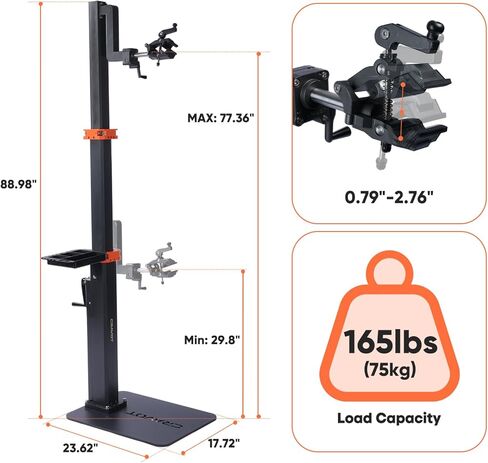 Ebike Repair Stand, Bike Lift Workstand Mechanic Bicycle Repair Stand 165lbs Capacity with Adjustable Height, Rotating Clamp, Tool Tray, for Electric, Heavy Duty Bikes, Home Bicycle Maintenance Stand in Kuwait
