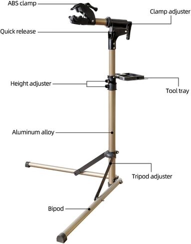 حامل إصلاح الدراجة ThinkRider مع ارتفاع قابل للتعديل، حامل خدمة الدراجة قابل للطي للمنزل والمتجر، منصات عمل الدراجة للدراجات الجبلية ودراجات الطرق - بحد أقصى 65 رطلاً in Kuwait