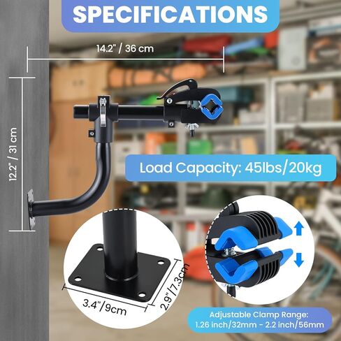Bike Repair Stand, Curved Wall Mount Bike Work Stand with 4 Metal Expansion Screws for Road & Mountain Bikes, Space-Saving Bicycle Repair Stand with Adjustable Clamp, Wall Workbench Bike Mount for Bicycle Maintenance, DIY Bike Repair in Saudi Arabia