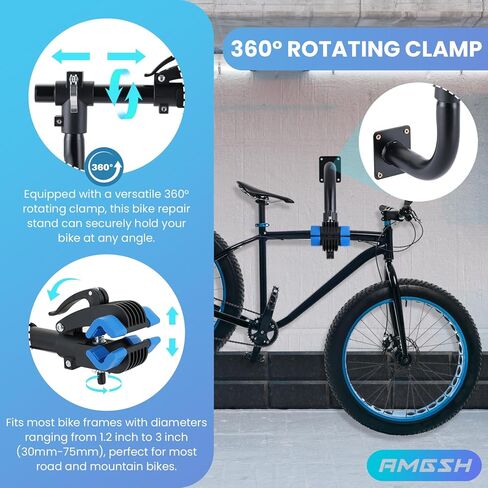 Bike Repair Stand, Curved Wall Mount Bike Work Stand with 4 Metal Expansion Screws for Road & Mountain Bikes, Space-Saving Bicycle Repair Stand with Adjustable Clamp, Wall Workbench Bike Mount for Bicycle Maintenance, DIY Bike Repair in Saudi Arabia