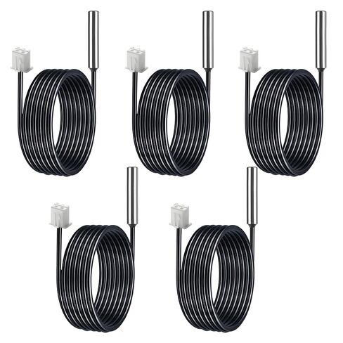 10K Temperature Sensor Probe, 3950 NTC Thermistor Accuracy 1% 5pcs 1M, Waterproof Stainless Steel Temp Probe, Digital Temp Thermostat Extension Cable for Refrigerator, Aquarium, Water Dispenser Parts in Kuwait