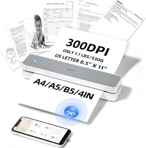 iDPRT MT890 Portable Wireless Printer - with Thermal A4 Paper, Bluetooth Inkless Printer for Travel/Home, Support US Letter&A4&A5 Size, Mobile Printers Compatible with iOS, Android & Laptop - Blue in Kuwait