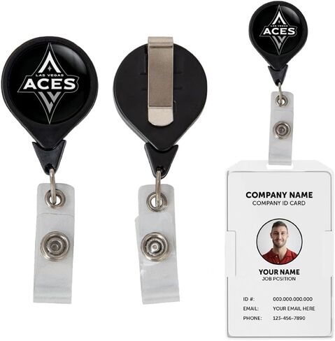 حامل شارة Desert Cactus Las Vegas Aces قابل للسحب، بكرة معرف WNBA مع مشبك تذكرة للحبل، والعمل، والوصول إلى المدرسة والمكتب (التصميم A) in Saudi Arabia