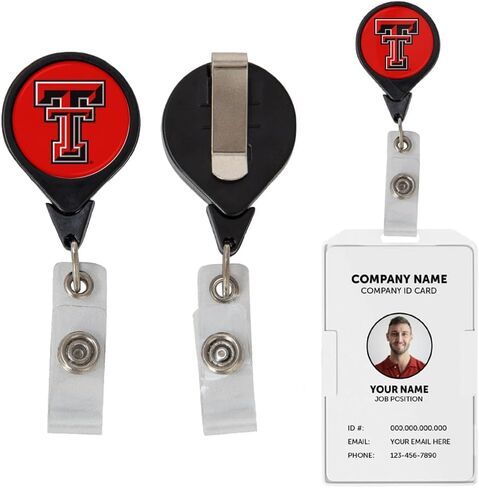 Desert Cactus Texas Tech University Retractable Badge Holder TTU Red Raiders ID Reel with Ticket Clip for Lanyard, Work, School & Office Access in Saudi Arabia
