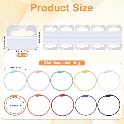 BOXOB Holder for Yoto Cards Rings and Tabs, 100pcs 1.57x1.77in Transparent Self Adhesive Labels and 10pcs Multi-Color Keyring Loop Perfect Classifying Organizing Supplies for Yoto Card in Saudi Arabia