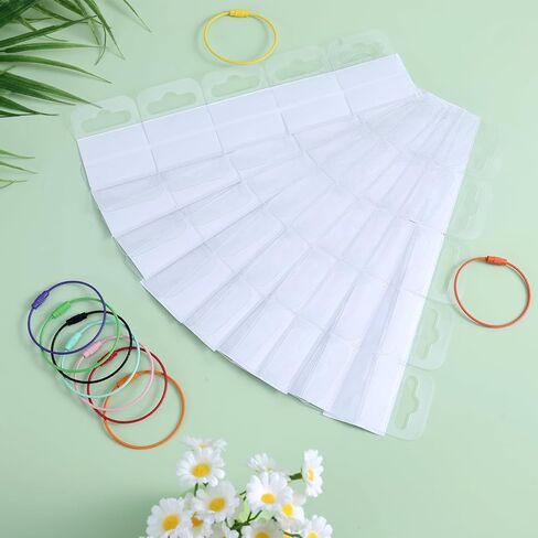 BOXOB Holder for Yoto Cards Rings and Tabs, 100pcs 1.57x1.77in Transparent Self Adhesive Labels and 10pcs Multi-Color Keyring Loop Perfect Classifying Organizing Supplies for Yoto Card in Saudi Arabia