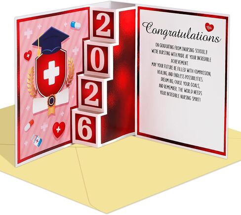 D4DREAM 2025 Nurse Graduation Card - RN Greeting Card for Women Pink Congratulations Graduation Gifts Card with Envelope for Nursing School Medical Grads New Registered Nurse in Kuwait