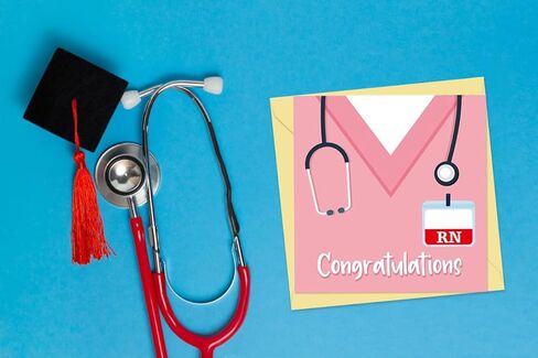 D4DREAM 2025 Nurse Graduation Card - RN Greeting Card for Women Pink Congratulations Graduation Gifts Card with Envelope for Nursing School Medical Grads New Registered Nurse in Kuwait