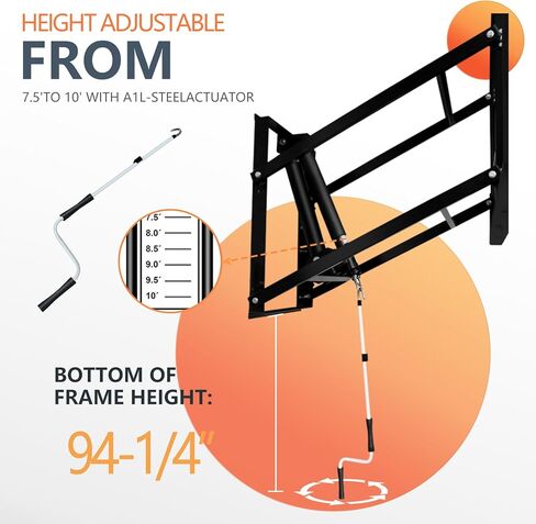 PROGOAL Basketball Hoop Garage Wall Mounted Adjustable-Height, with 60''x36''Tempered Glass Backboard, Pro-Style Breakaway Rim, Durable Bracket and All Weather Net in Saudi Arabia