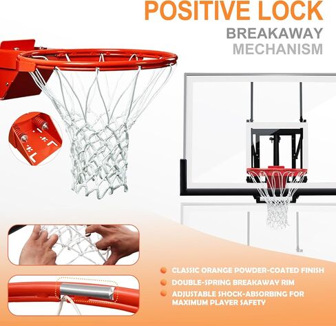 PROGOAL Basketball Hoop Garage Wall Mounted Adjustable-Height, with 60''x36''Tempered Glass Backboard, Pro-Style Breakaway Rim, Durable Bracket and All Weather Net in Saudi Arabia