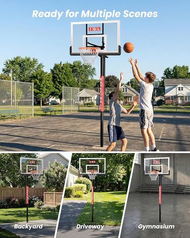 IGL In Ground Basketball Hoops Outdoor, 52" In Ground Basketball Hoop, 7.5-10FT Adjustable In Ground Basketball Hoops & Goals with 18 Inch Breakaway Rim for Driveway/Backyard/Court in Kuwait