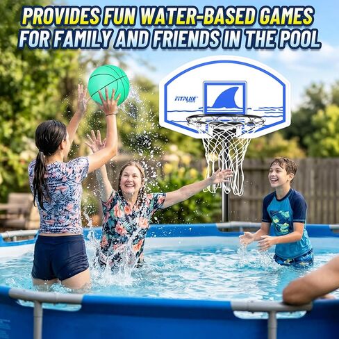 FITPLAY Adjustable Pool Basketball Hoop with LED Lights & 2 Glow Ball, Pump,Height 45–59 in, Stable Water/Sand Fill Base with Wheels, Swimming Pool Basketball Game Set for Adults, Teens & Family Fun in Saudi Arabia