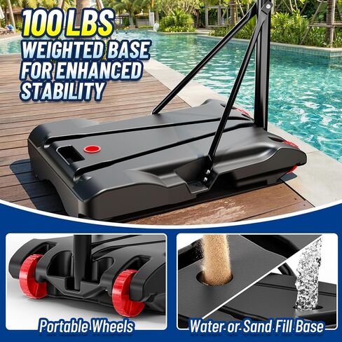 FITPLAY Adjustable Pool Basketball Hoop with LED Lights & 2 Glow Ball, Pump,Height 45–59 in, Stable Water/Sand Fill Base with Wheels, Swimming Pool Basketball Game Set for Adults, Teens & Family Fun in Saudi Arabia