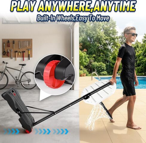 FITPLAY Adjustable Pool Basketball Hoop with LED Lights & 2 Glow Ball, Pump,Height 45–59 in, Stable Water/Sand Fill Base with Wheels, Swimming Pool Basketball Game Set for Adults, Teens & Family Fun in Saudi Arabia