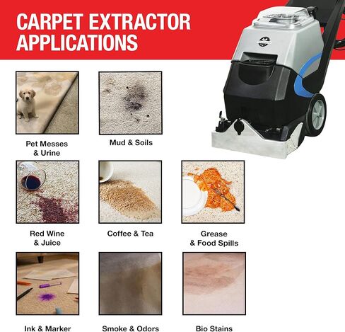 ماكينة استخراج السجاد التجارية 3 في 1 من توماهوك، مسار 18 بوصة، خزانات 9 جالون، محركات مزدوجة 1000 وات للفنادق والمكاتب والمفروشات والمزيد in Kuwait
