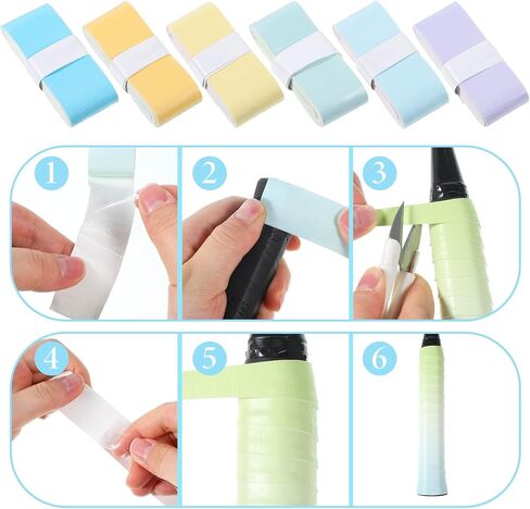 6 Pack Badminton Grip, Tennis Tape for Racket Grip, Non-Slip Absorbent Racket Tapes for Badminton, Golf, Baseball Bat, Pickleball, Gradient Color in Saudi Arabia
