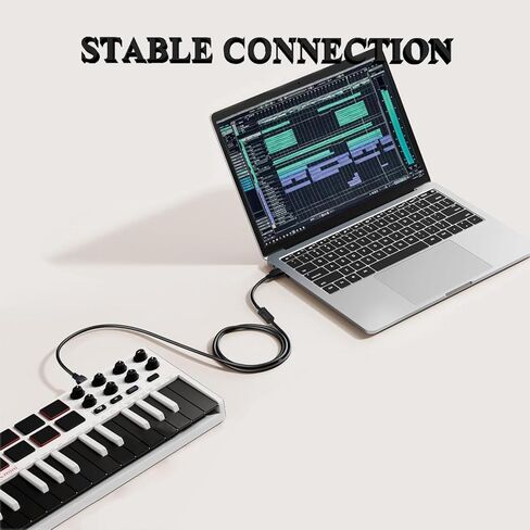 كابل USB من النوع B لوحدة التحكم MIDI، كابل طابعة USB A إلى USB B بطول 5 أقدام، كابل كمبيوتر إلى سلك USB للوحة المفاتيح، سلك USB عالي السرعة للموسيقى للبيانو الرقمي، لوحة مفاتيح Midi، خلاط، وحدة فك ترميز، طابعة (أسود) in Kuwait