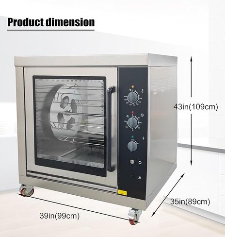 INTSUPERMAI HEJ-201 Commercial Desktop Electric Rotary Chicken Roaster Oven 12KW Stainless Steel Chicken Roaster Machine for 36-42 Chickens, Temperature Control 360° Auto Rotation 220V in Kuwait