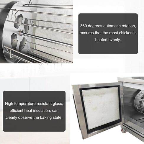 INTSUPERMAI HEJ-201 Commercial Desktop Electric Rotary Chicken Roaster Oven 12KW Stainless Steel Chicken Roaster Machine for 36-42 Chickens, Temperature Control 360° Auto Rotation 220V in Kuwait