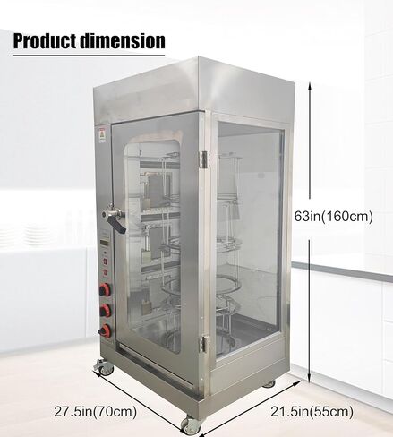 INTSUPERMAI Commercial Stainless Steel Rotisserie Oven, 110V Propane Gas Chicken Roaster with Thermostat Display, Electric Rotisserie Grill for Chicken Duck Fish, for Restaurant Catering Food in Kuwait