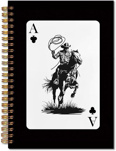 FITIE Western Spiral Notebook 5.5x8.3, Trendy Retro Ace Card Cactus Black Journal, Country Western Gifts for Women, Black Office Supplies, Black Notebooks for Note Taking in Kuwait