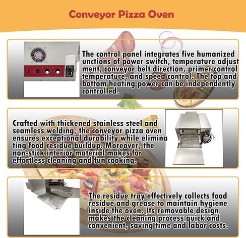 Countertop Conveyor Pizza Oven 18'' Belt Reversible Conveyor, 0-300℃ Temperature, Pizza Baking Oven for Restaurants, Baking 220V Single Phase 10.2KW. in Saudi Arabia