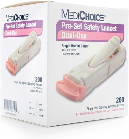 MediChoice Safety Lancet, Unistik 3, Blood Sampling, Dual-Use, 18 Gauge x 1.8 Millimeter Depth, Pink (Case of 4000) in Kuwait