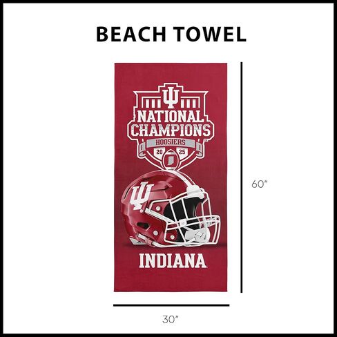 منشفة الشاطئ Northwest NCAA Football Champions Indiana Hoosiers، تصميم الفريق، 30 × 60 بوصة in Saudi Arabia
