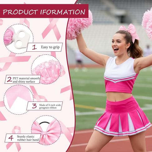 3-Piece Set Cheerleader Pom Poms with Matte Jumbo Pom Poms and Hair Tie, Professional Cheerleading Accessories for Sports Events and Dance Performances in Kuwait