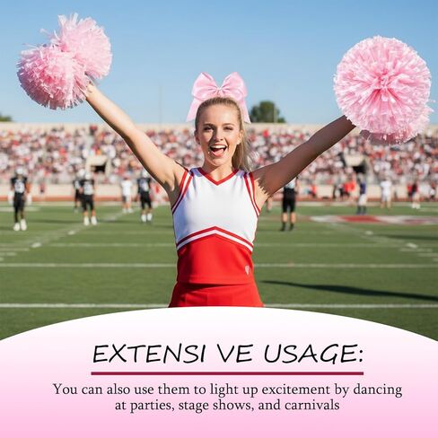 3-Piece Set Cheerleader Pom Poms with Matte Jumbo Pom Poms and Hair Tie, Professional Cheerleading Accessories for Sports Events and Dance Performances in Kuwait