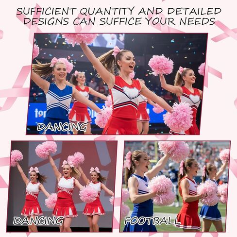 3-Piece Set Cheerleader Pom Poms with Matte Jumbo Pom Poms and Hair Tie, Professional Cheerleading Accessories for Sports Events and Dance Performances in Kuwait