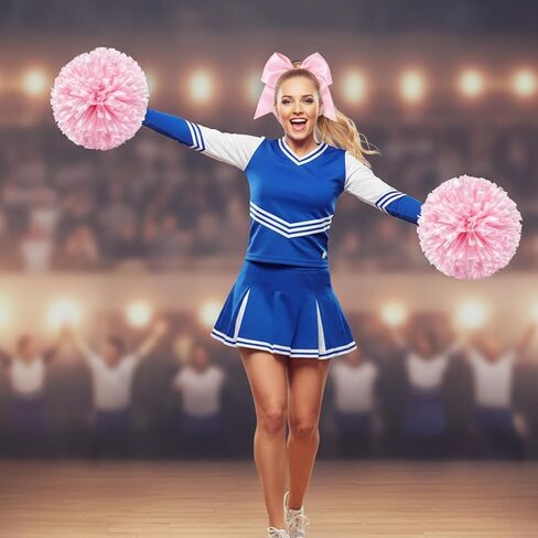 3-Piece Set Cheerleader Pom Poms with Matte Jumbo Pom Poms and Hair Tie, Professional Cheerleading Accessories for Sports Events and Dance Performances in Kuwait