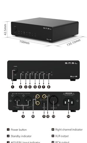 Fanmusic SMSL SU-2 Decoder High Resolution ES9039Q2M 4 op-amp Chips OPA1612A THD+N 0.00006% SINAD 123.5dB DAC in Saudi Arabia