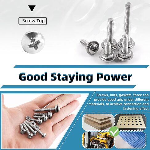Glarks 333Pcs Machine Screw Assortment Kit #4-40 Stainless Steel Phillips Pan Head Assorted Nuts Bolts and Flat Washers Set, 304 Stainless Steel Machine Screws Assortment Set with Storage Case in Saudi Arabia