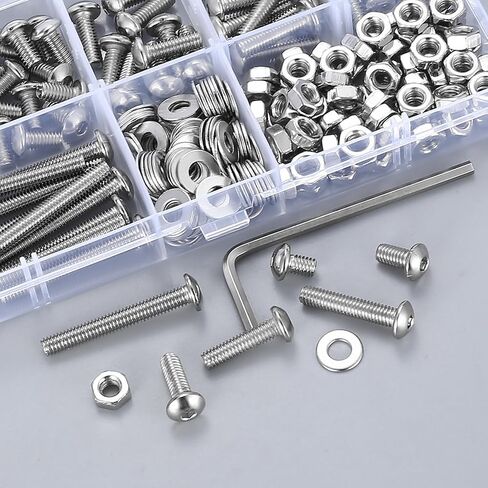 مجموعة متنوعة من البراغي M3 M4 M5 M6 M8، مجموعة متنوعة من الصواميل والمسامير المترية، مجموعة مسامير وصواميل غطاء رأس مقبس سداسي، مجموعة براغي سداسية المقبس، مجموعة براغي الماكينة (486 قطعة M4) in Kuwait