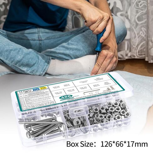 مجموعة متنوعة من البراغي M3 M4 M5 M6 M8، مجموعة متنوعة من الصواميل والمسامير المترية، مجموعة مسامير وصواميل غطاء رأس مقبس سداسي، مجموعة براغي سداسية المقبس، مجموعة براغي الماكينة (486 قطعة M4) in Kuwait