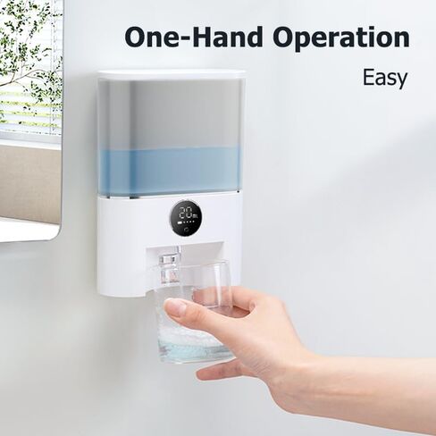 موزع غسول الفم الأوتوماتيكي الذكي X124 - 18.26 أونصة للدفع بدون لمس مع 4 أكواب ملونة، 4 أوضاع توزيع، قابلة لإعادة الشحن عبر USB-C، شاشة LED، حامل على الحائط - مقاوم للماء (أبيض) in Kuwait