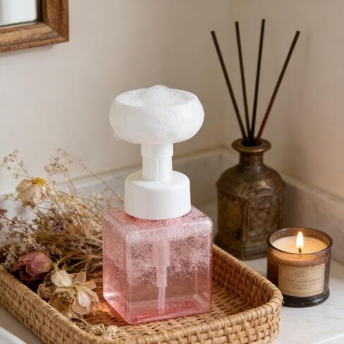 8.4oz 250ml Foaming Hand Soap Dispenser, Refillable Empty Hand Soap Container, Portable Flower Soap Dispenser, Reusable Square Plastic Press Bottle for Bathroom 6.3 x 2.6 x 2.6in in Saudi Arabia